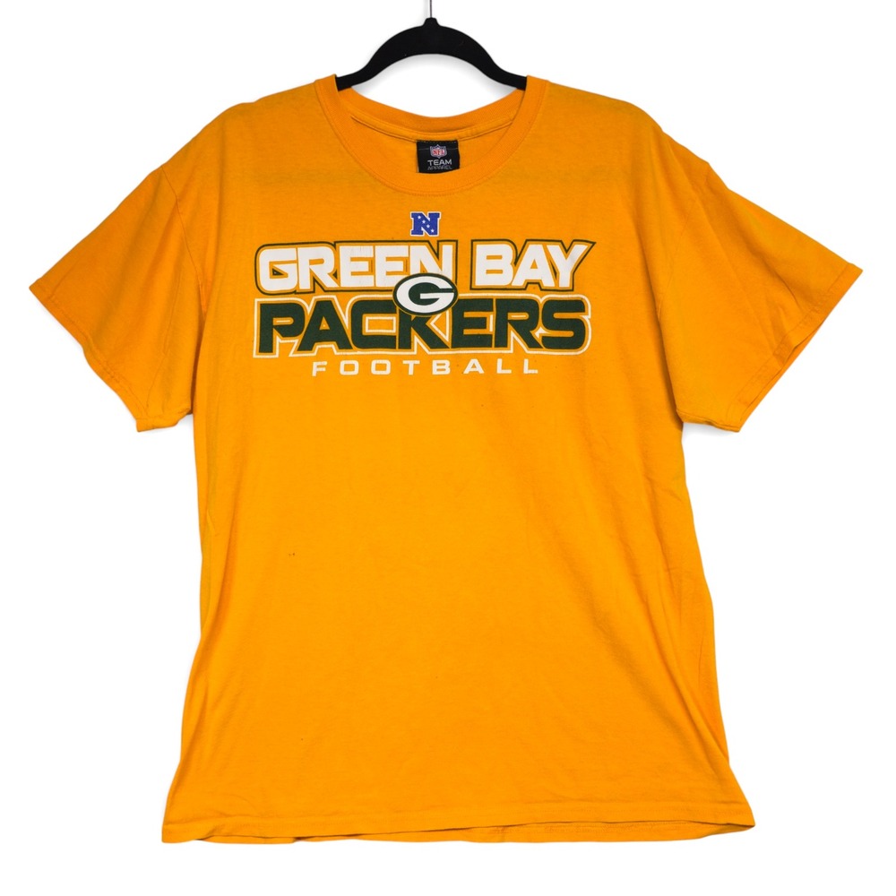 Green Bay Packers NFL Team Apparel‎ Football T Shirt Men's Large Yellow